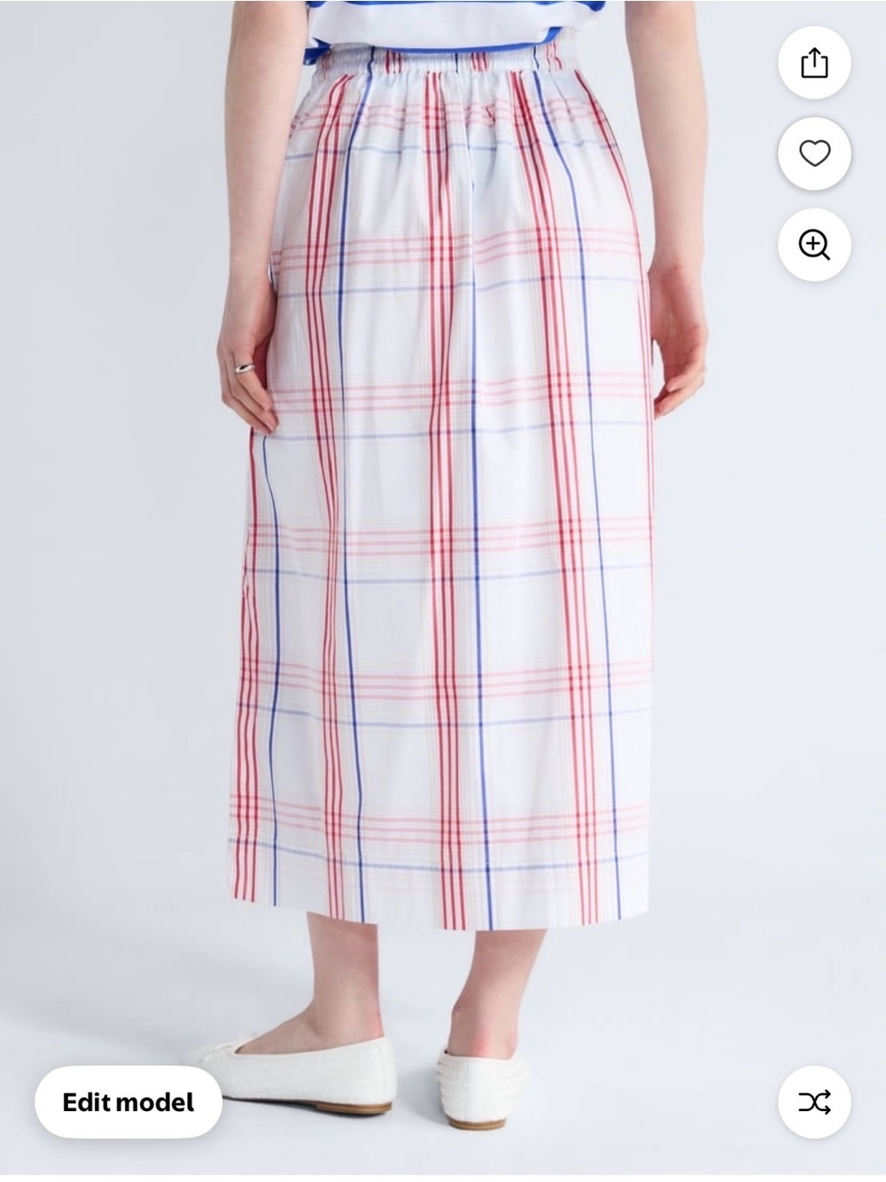 Blue, Red & White Plaid Midi Skirt & Matching Tee NWT Medium - Picture 3 of 12